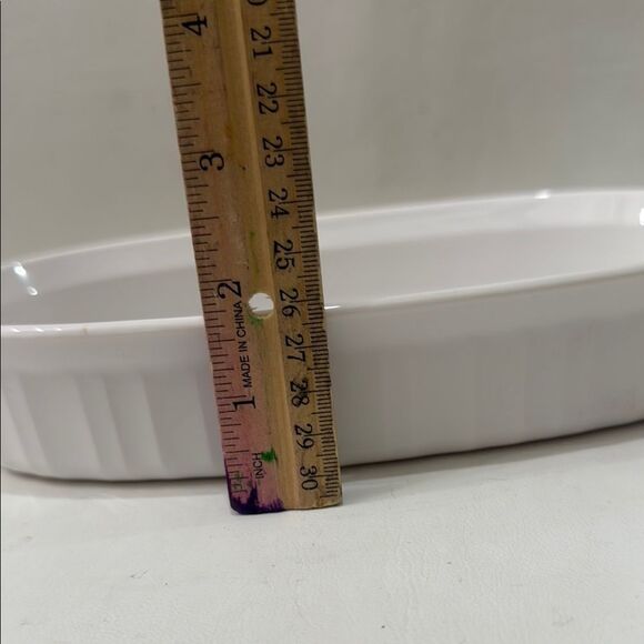 Corningware White Oval Ribbed Bakeware Dish 10 In X 1 3/4 In One Liter F-7-B - Picture 5 of 7